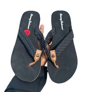 Tommy Bahama Polka Dot‎ Thong Flip Flop Sandals Unisex Size 10 Black
